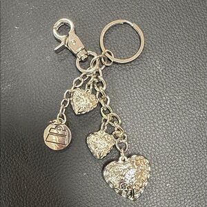 Kathy Van Zeeland Silver Hearts Charm Keychain & Purse Accessory